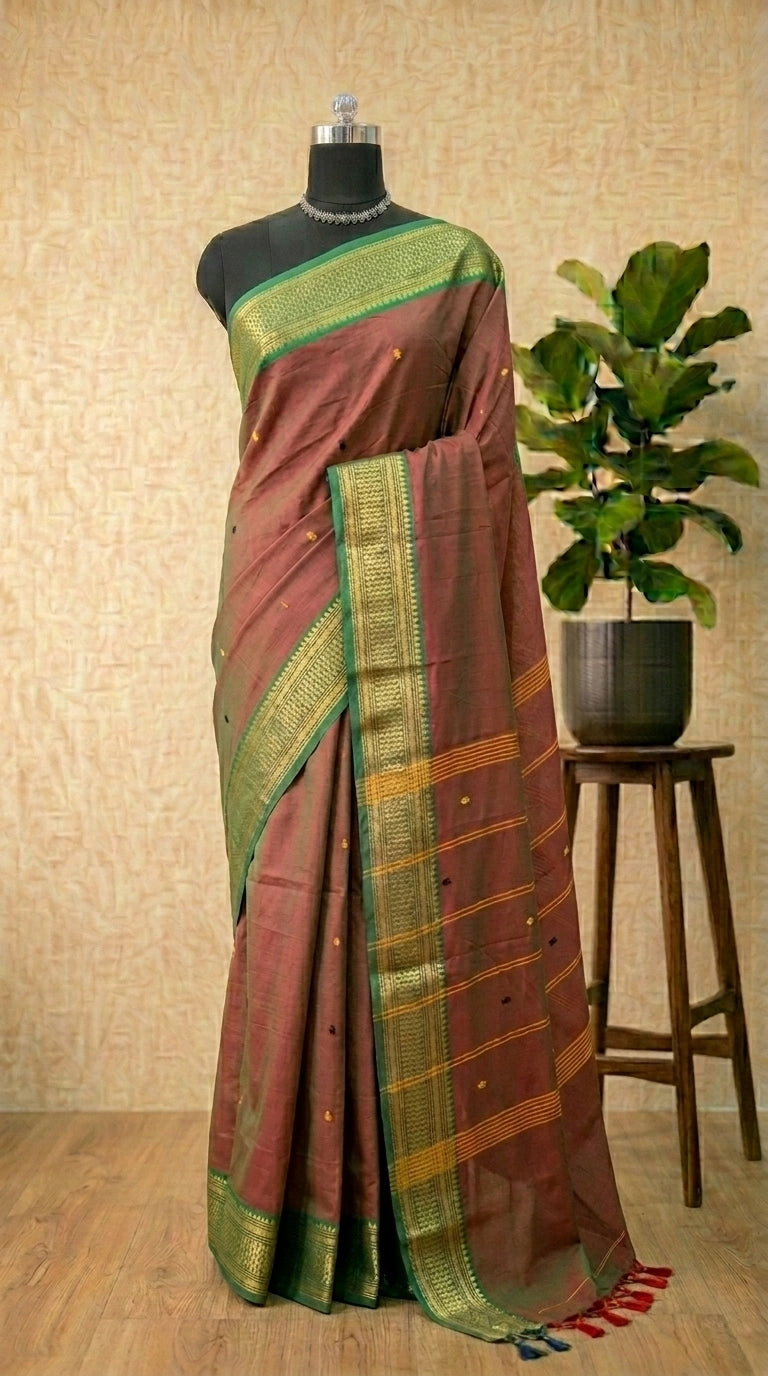 Brown Kanchi Cotton Saree 