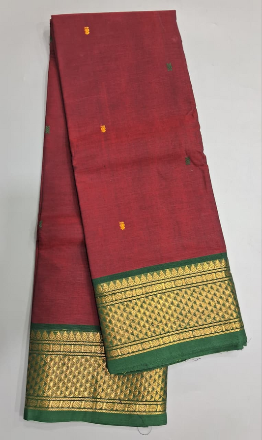 Maroon Kanchi Cotton Saree