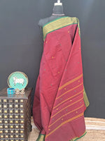 Maroon Kanchi Cotton Saree