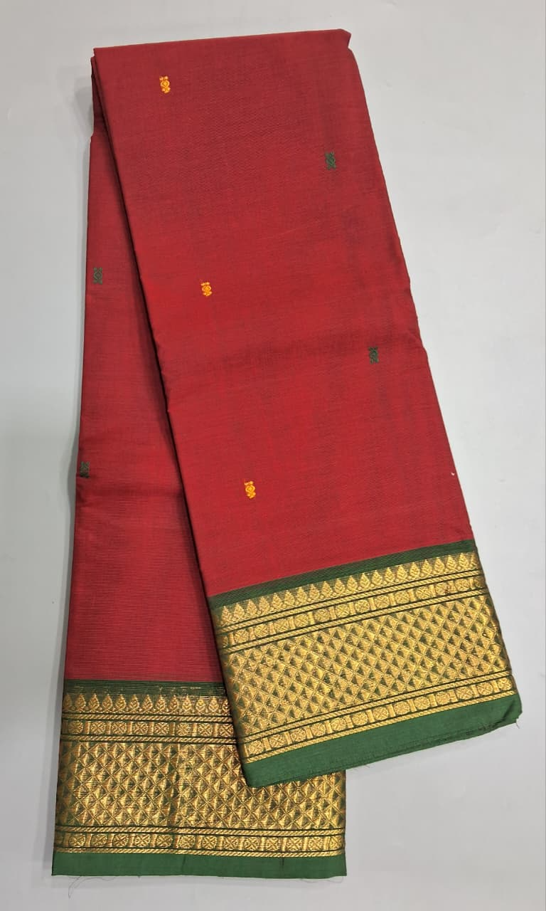 Red Kanchi Cotton Saree