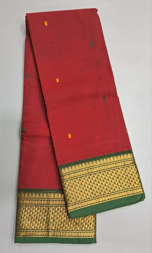 Red Kanchi Cotton Saree