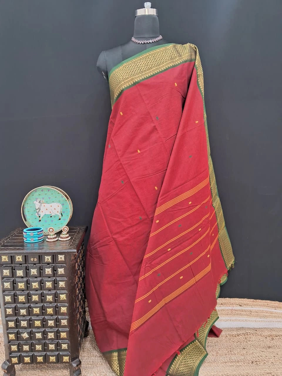 Red Kanchi Cotton Saree