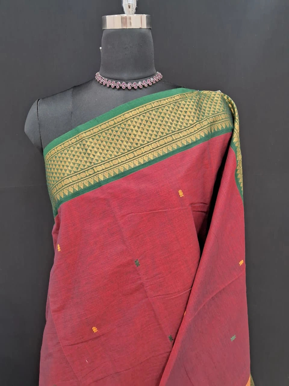 Red Kanchi Cotton Saree 1