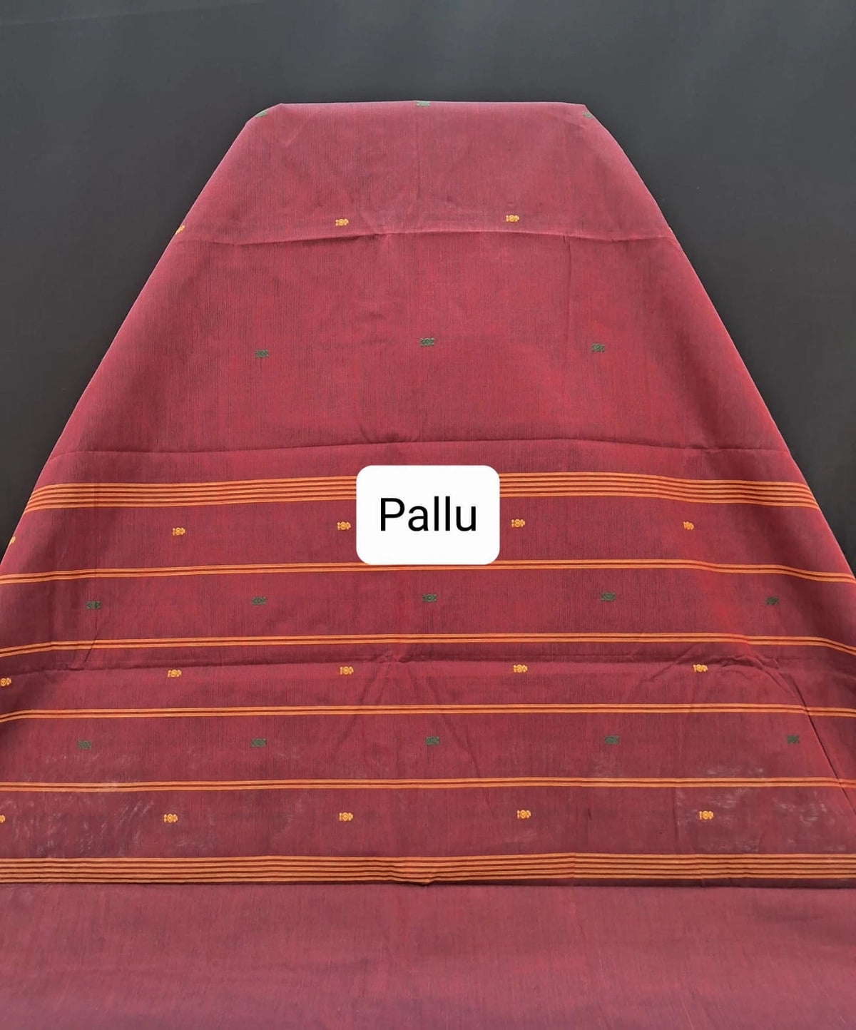 Red Kanchi Cotton Saree Pallu
