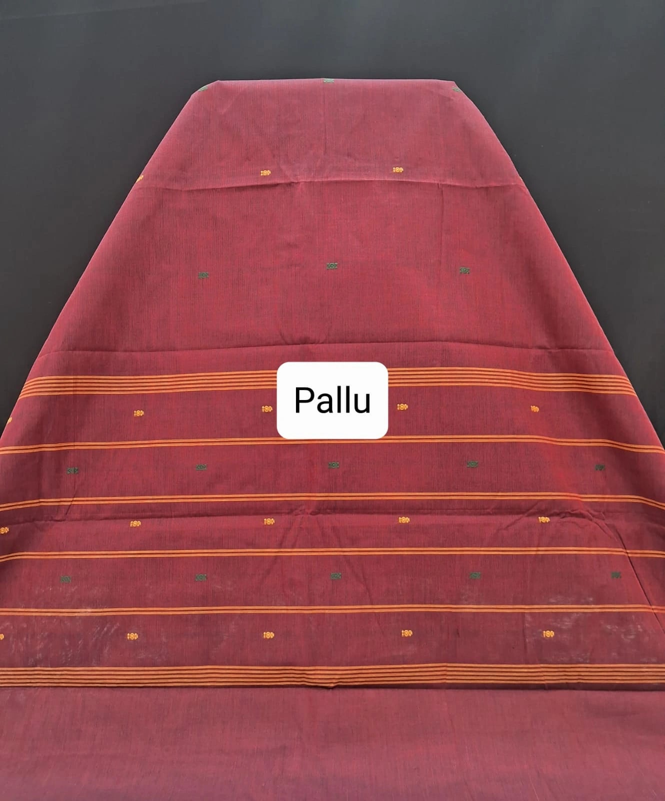 Red Kanchi Cotton Saree Pallu