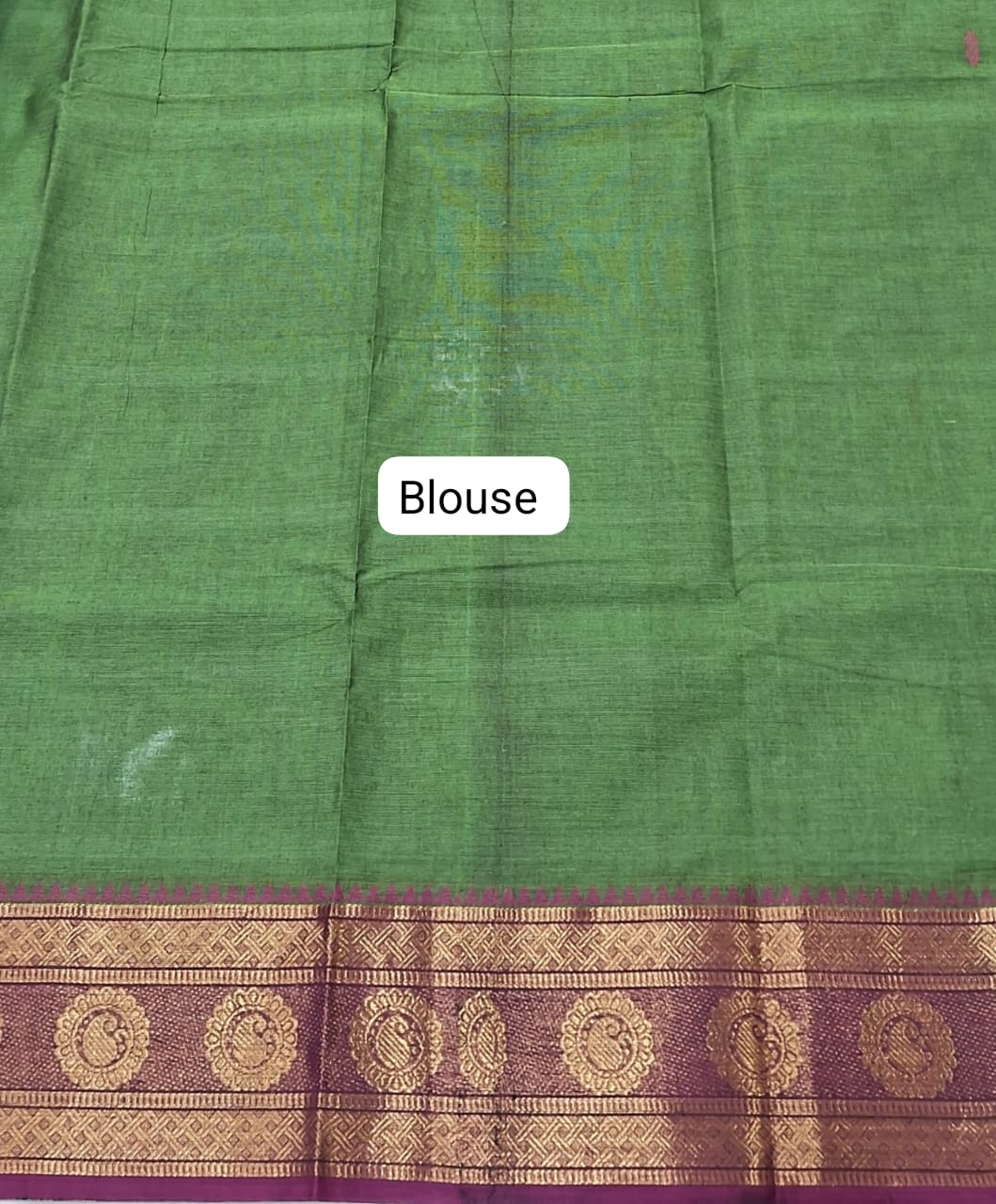 Green Kanchi Cotton Saree blouse