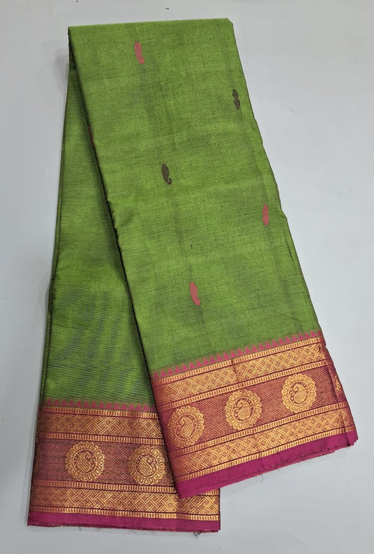 Green Kanchi Cotton Saree 