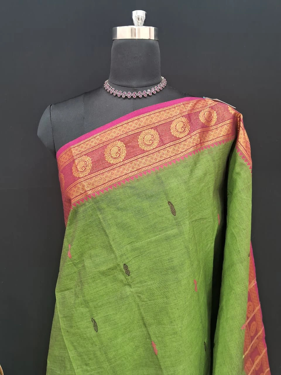 Traditional Green Kanchi Cotton Saree 1