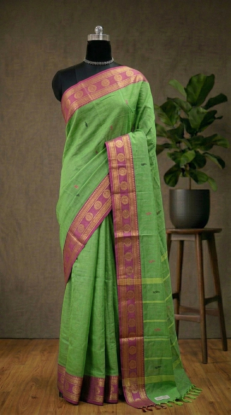 Traditional Green Kanchi Cotton Saree