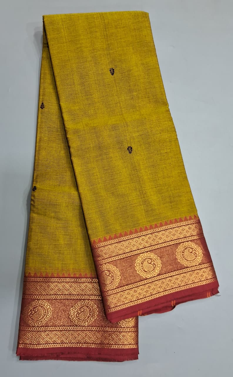 Olive Green Kanchi Cotton Saree 