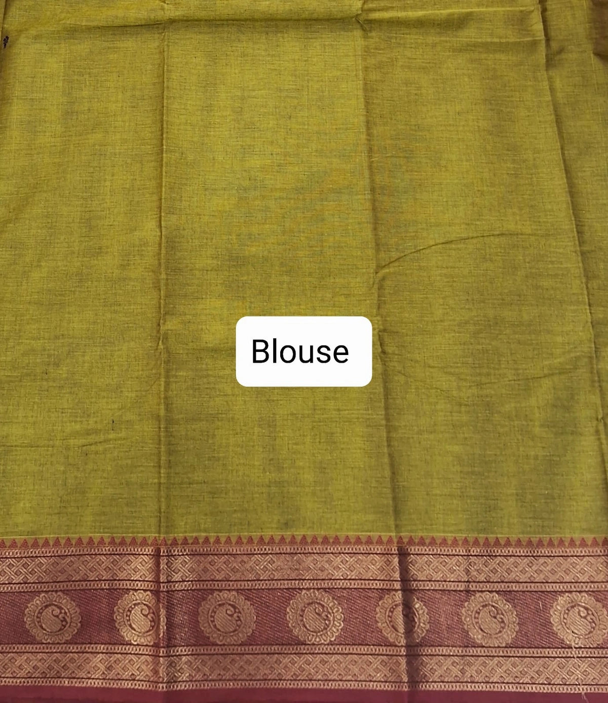 Olive Green Kanchi Cotton Saree Blouse