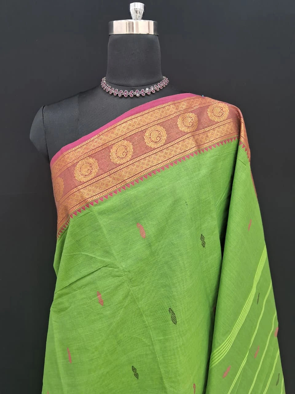 Green Kanchi Cotton Saree 1