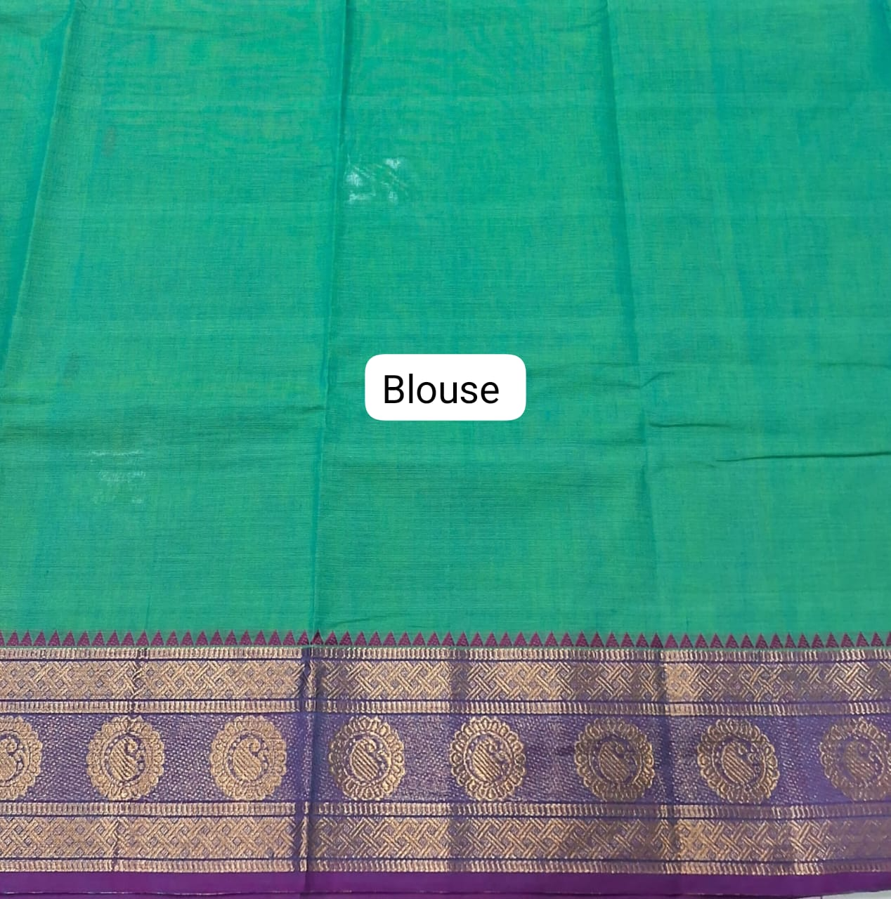 Elegant Sea Green Kanchi Cotton Saree blouse