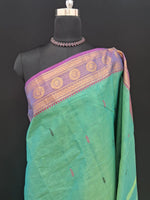 Elegant Sea Green Kanchi Cotton Saree 1