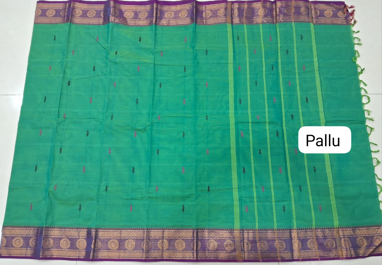 Elegant Sea Green Kanchi Cotton Saree pallu