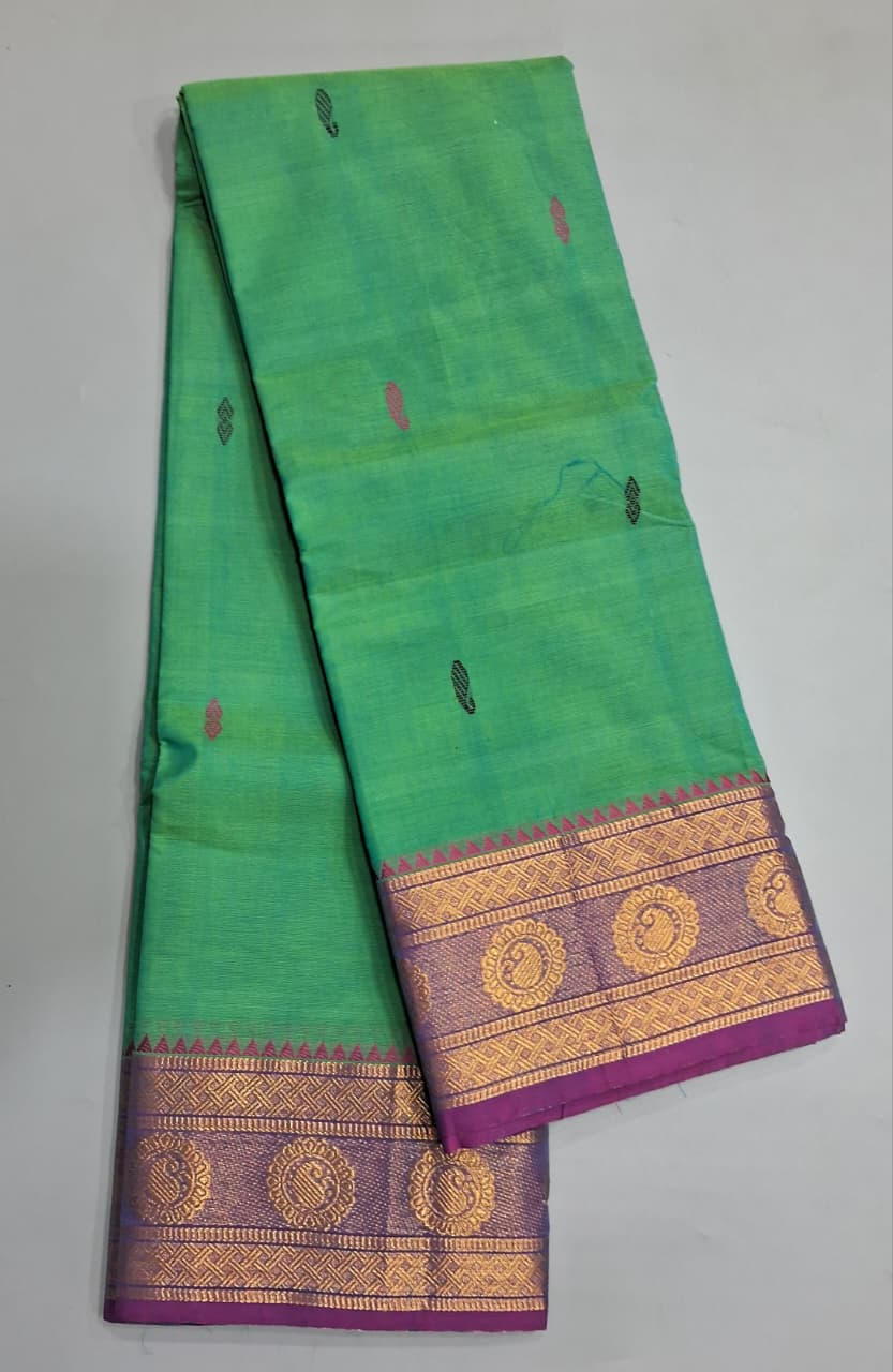 Elegant Sea Green Kanchi Cotton Saree