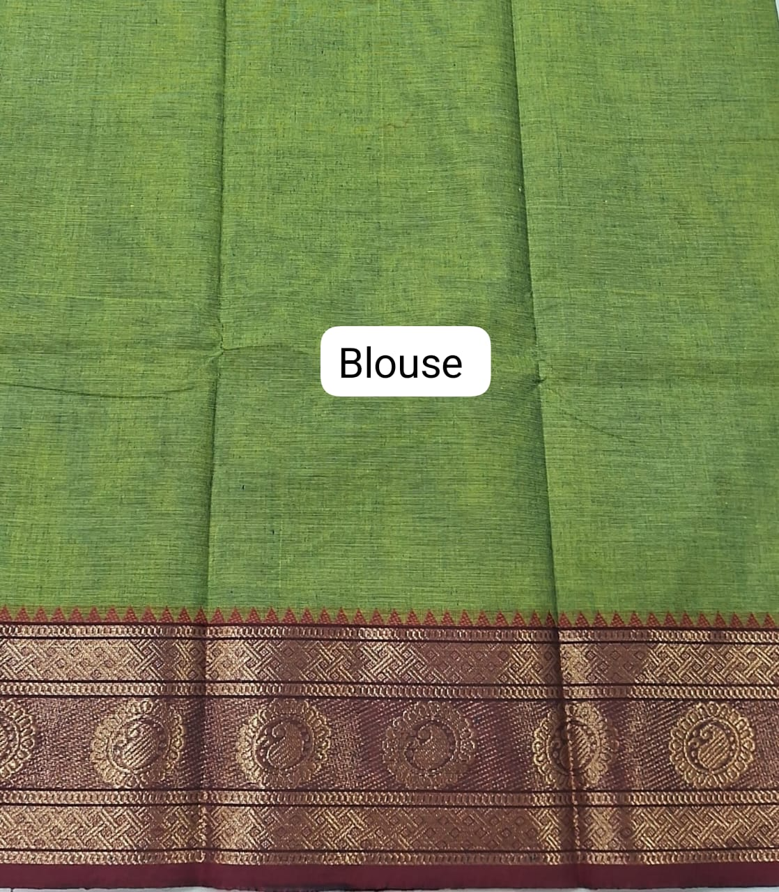 Ethnic Leaf Green Kanchi Cotton Saree blouse