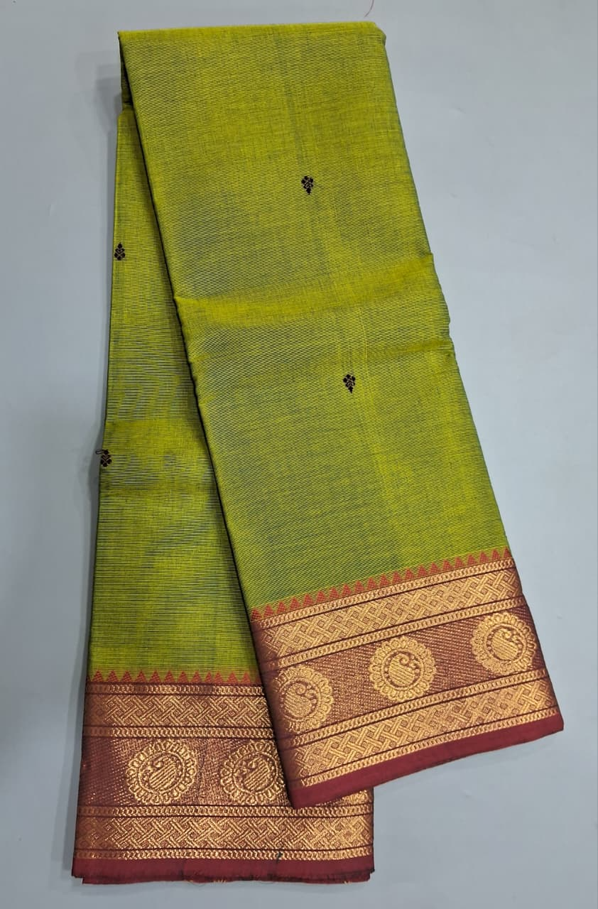 Ethnic Leaf Green Kanchi Cotton Saree