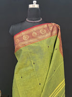  Ethnic Leaf Green Kanchi Cotton Saree 1