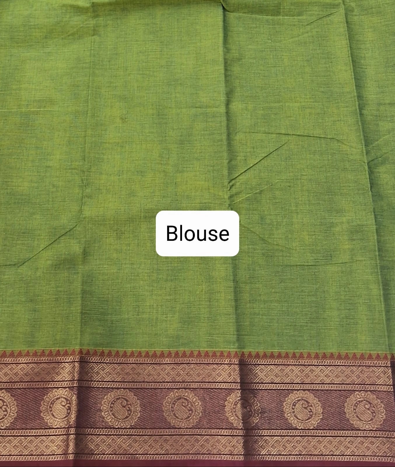 Ethnic Leaf Green Kanchi Cotton Saree Blouse
