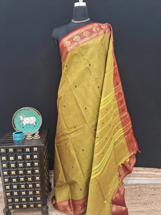 Brown Kanchi Cotton Saree 