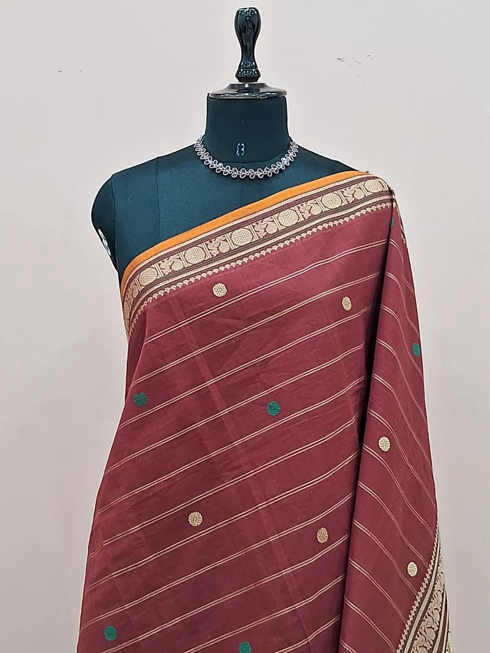 Brick Red Kanchi Cotton Saree 1