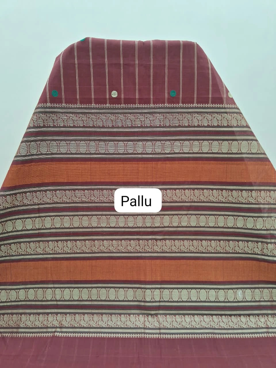 Brick Red Kanchi Cotton Saree pallu