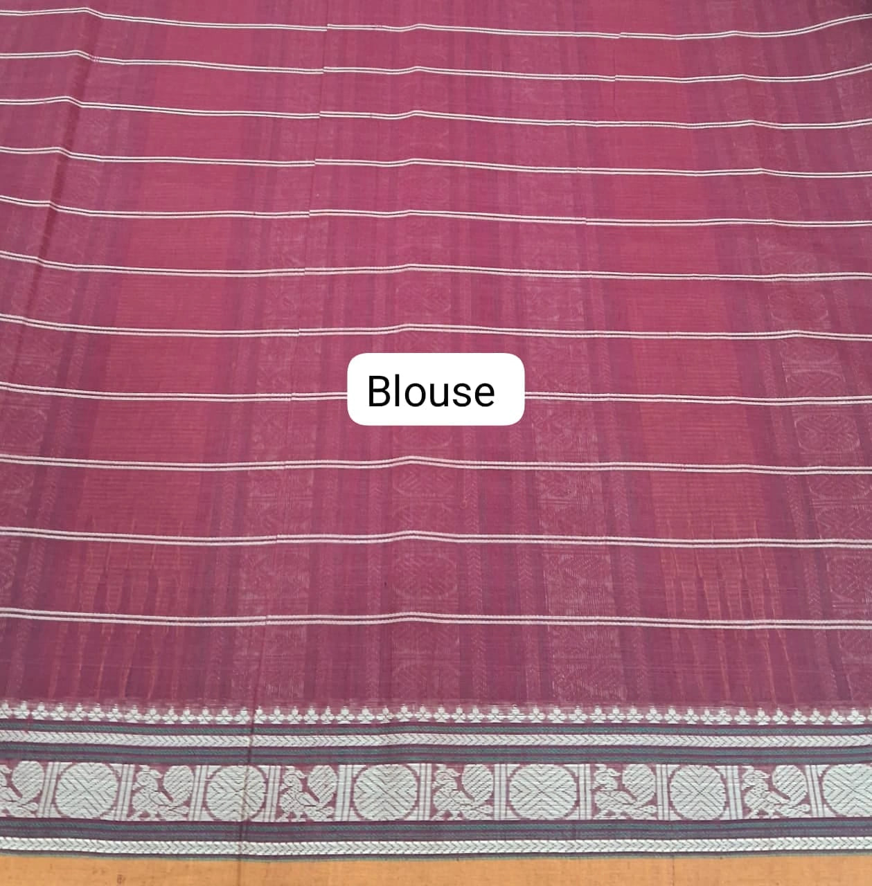 Brick Red Kanchi Cotton Saree Blouse