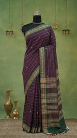 Wine Kanchi Cotton Saree 