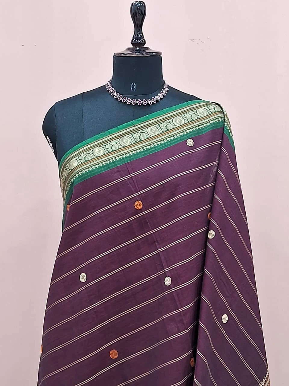 Wine Kanchi Cotton Saree  1