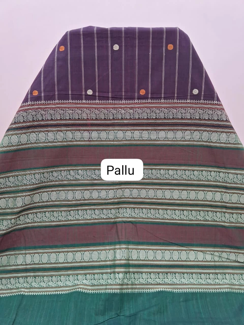 Wine Kanchi Cotton Saree Pallu