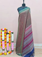 Dual shaded olive green Kanchi Cotton Saree