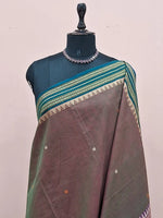 Dual shaded olive green Kanchi Cotton Saree 1