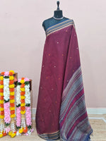 Maroon Kanchi Cotton Saree