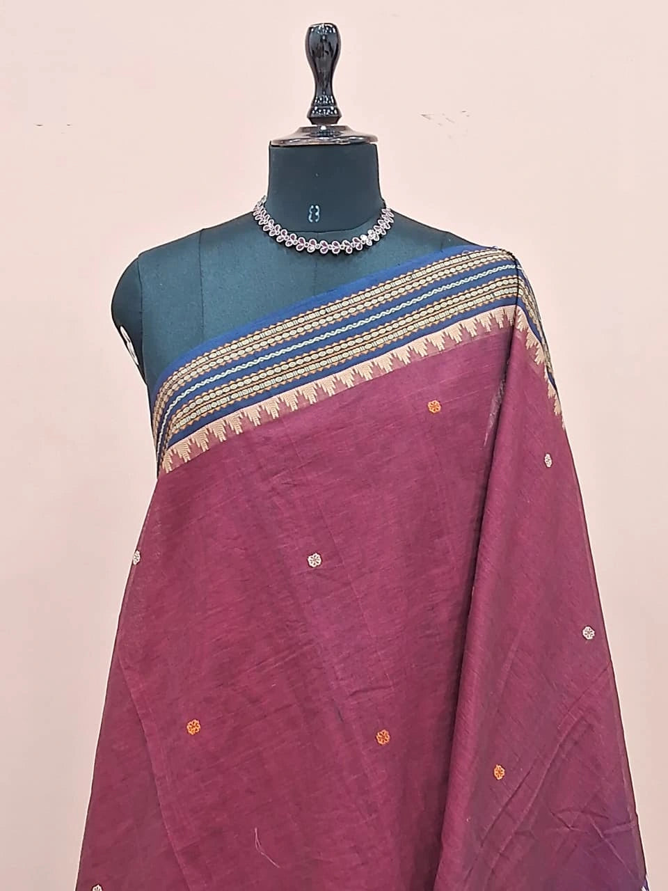 Maroon Kanchi Cotton Saree 1