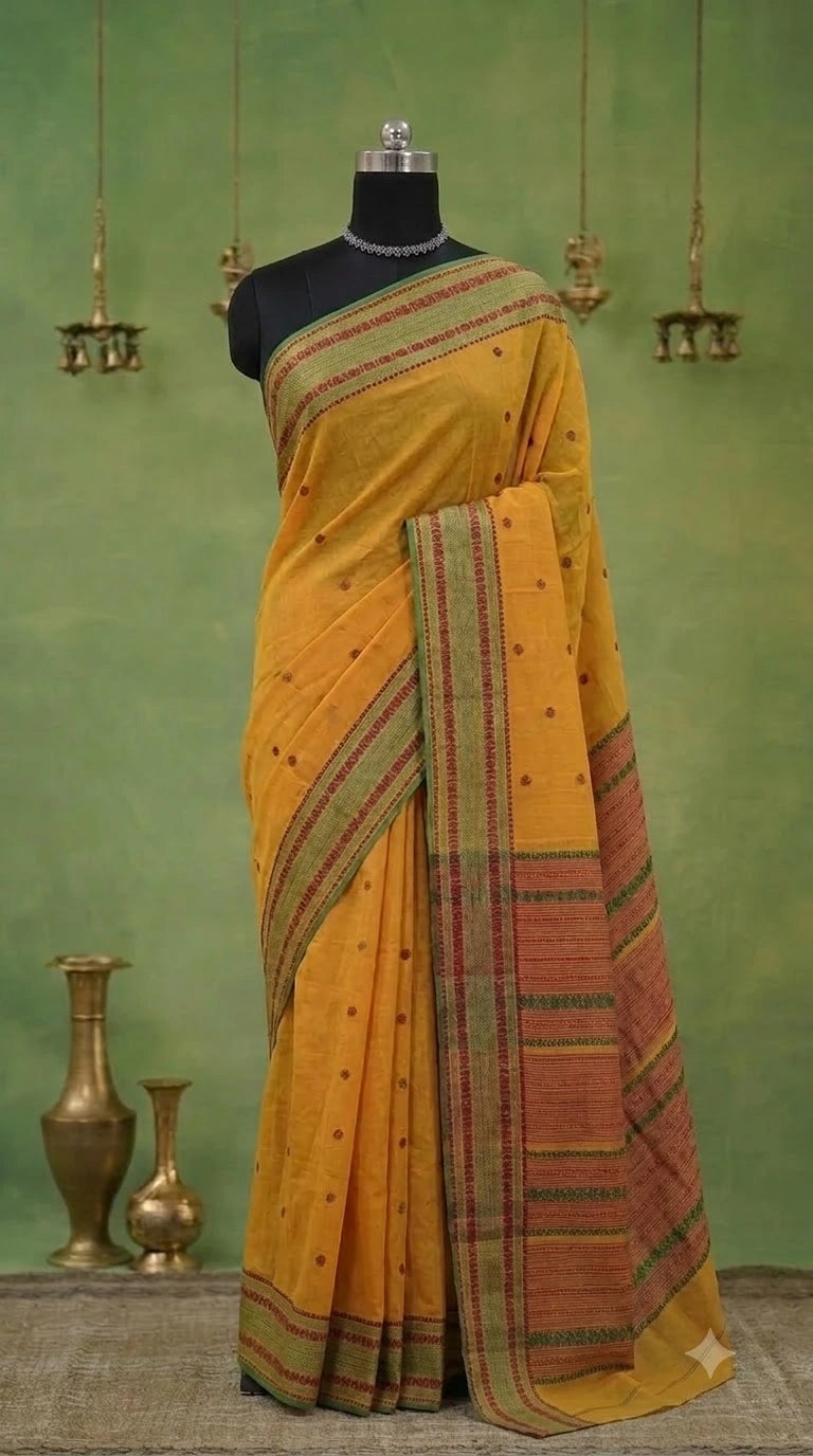 Yellow Kanchi Cotton Saree