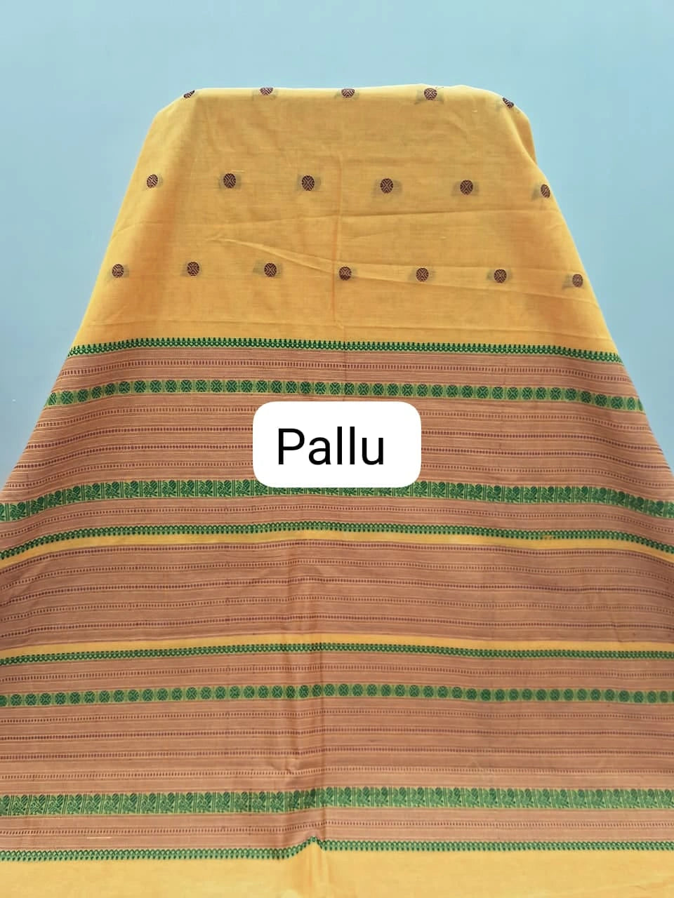 Yellow Kanchi Cotton Saree pallu