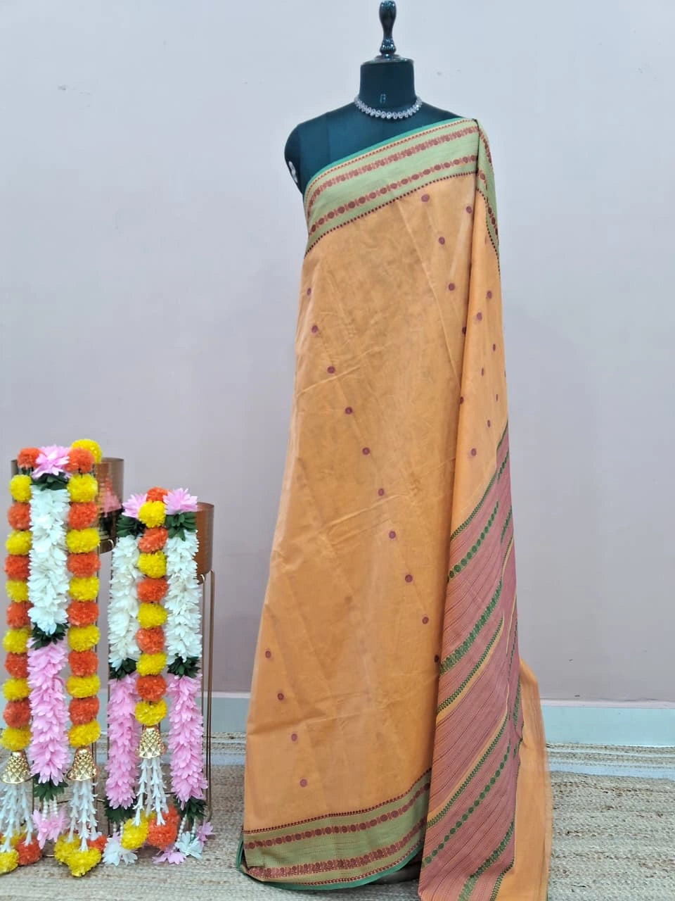 Light Mustard Yellow Kanchi Cotton Saree 