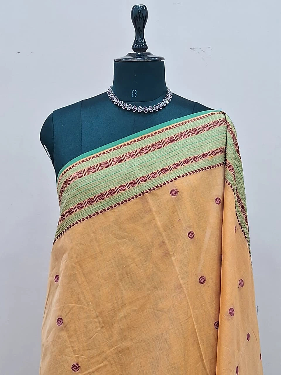 Light Mustard Yellow Kanchi Cotton Saree 1