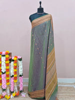 Dual-Shaded grey Kanchi Cotton Saree