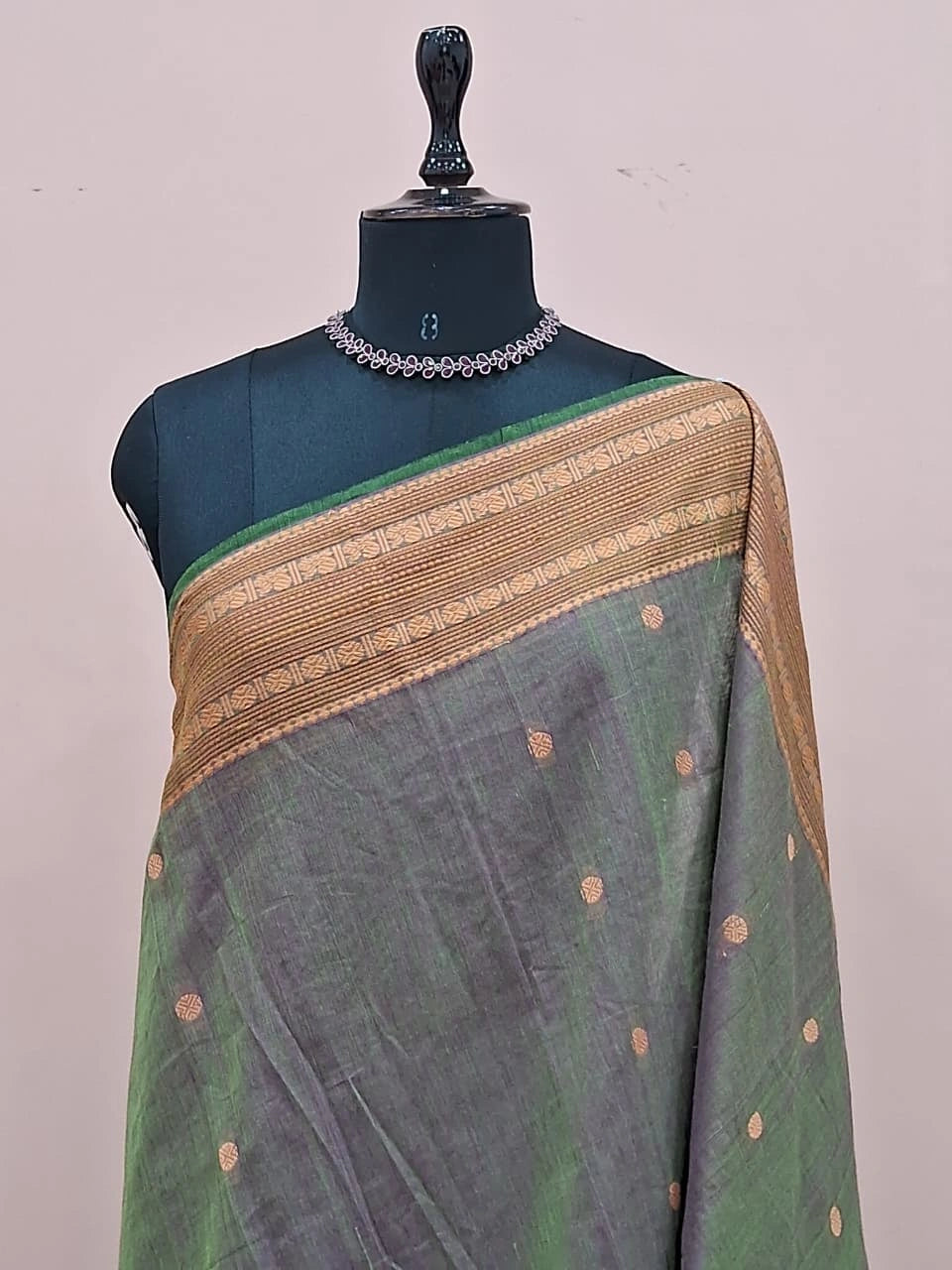 Dual-Shaded grey Kanchi Cotton Saree 1