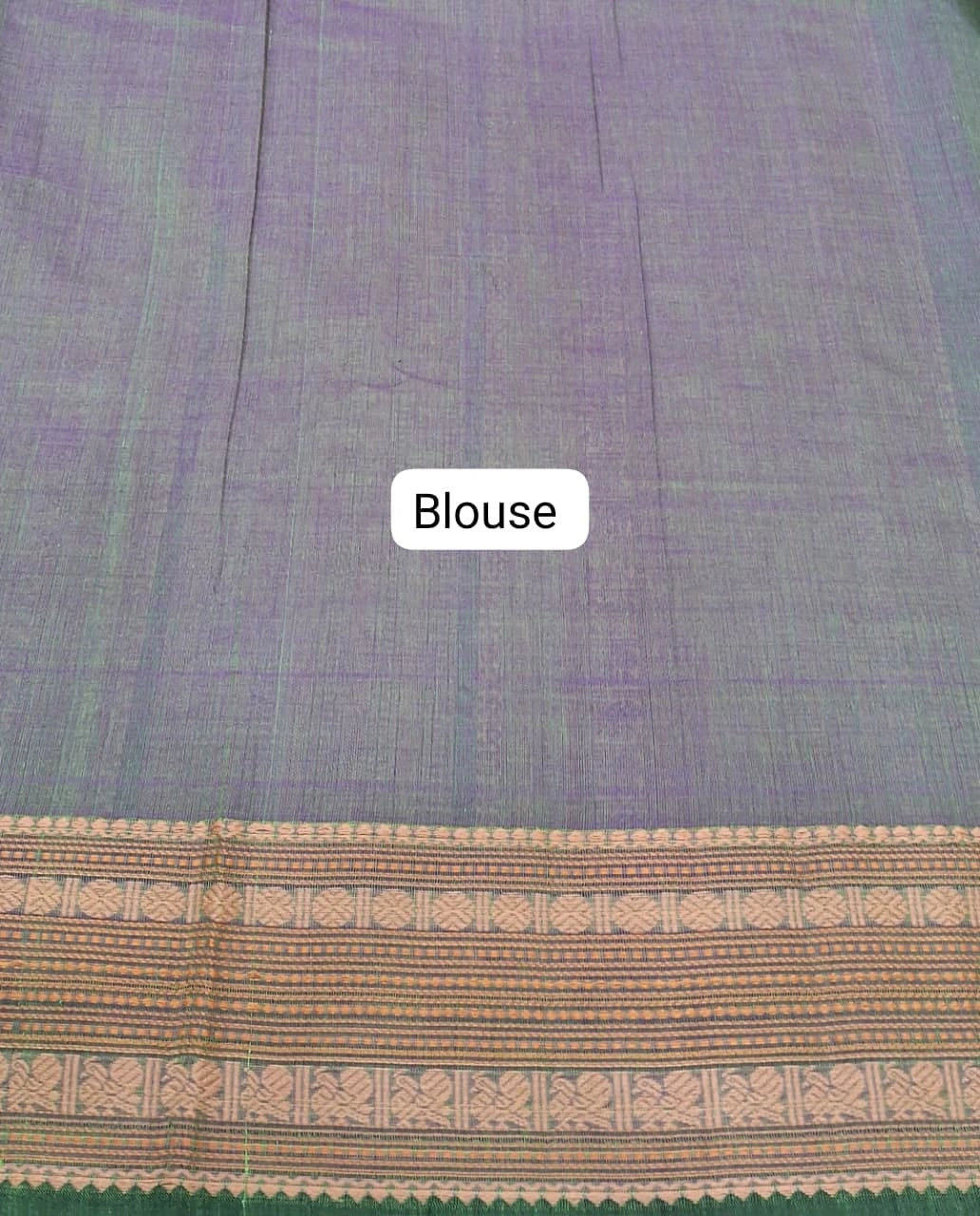 Dual-Shaded grey Kanchi Cotton Saree blouse