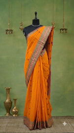 Dark Mango Yellow Kanchi Cotton Saree