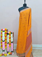 Dark Mango Yellow Kanchi Cotton Saree 