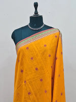 Dark Mango Yellow Kanchi Cotton Saree  1