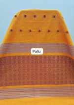 Dark Mango Yellow Kanchi Cotton Saree pallu