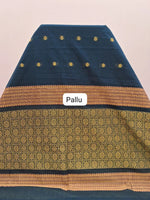 Dark Ink Blue Kanchi Cotton Saree Pallu