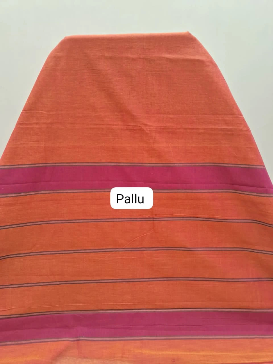 Dark Orange Plain Kanchi Cotton Saree Pallu