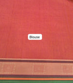 Dark Orange Plain Kanchi Cotton Saree Blouse