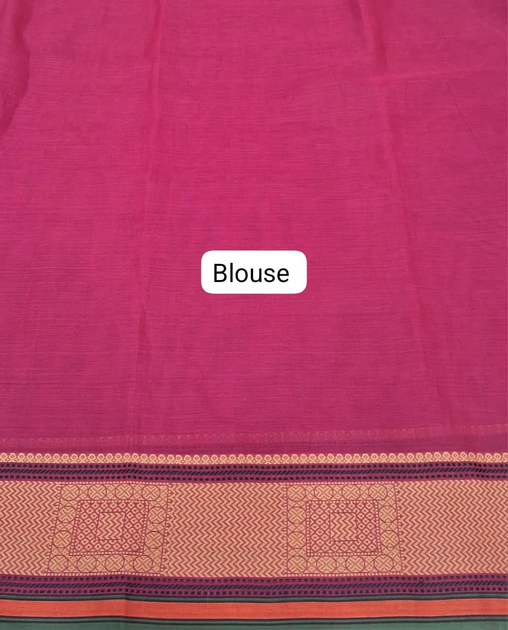 Dark Pink Plain Kanchi Cotton Saree Bouse